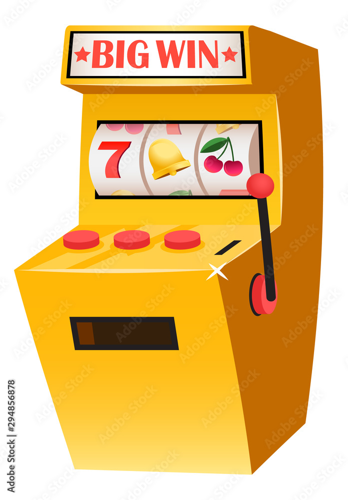 Casino playing games on money vector, isolated slot machine with sevens.  Triple 777 machinery for gambling. Losing and winning cash and finance  assets. Vector illustration in flat cartoon style Stock Vector