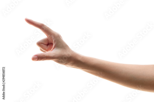 A hand holding isolated on white background.