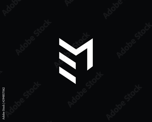 Trendy and Minimalist Letter EM ME Logo Design in Black and White Color , Initial Based Alphabet Icon Logo