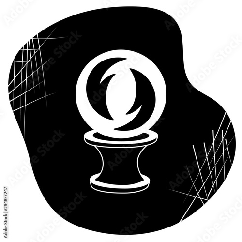 Fortune telling, divination isolated crystal ball for mystic sphere of activity, shop. Witch store. Idea Taromancy, esoteric website. Furtive telling and witchcraft icons, vector illustrations