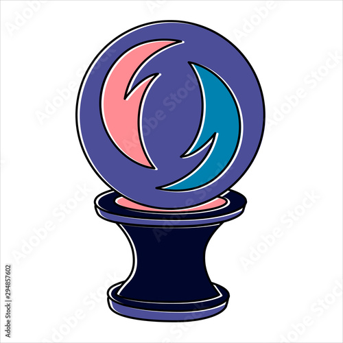 Fortune telling, divination isolated crystal ball for mystic sphere of activity, shop. Witch store. Idea Taromancy, esoteric website. Furtive telling and witchcraft icons, vector illustrations