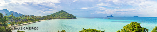 Phi Phi island beach panorama from viewpoint on mountain