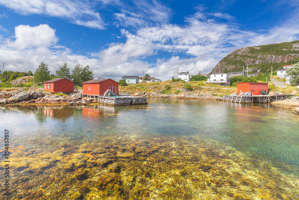 Naklejka premium Fishing boat and shed, Salvage, Newfoundland&Labrador, Canada