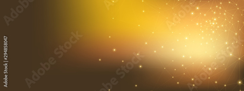 Gold Technology Business. 3d Big Data. Glow Dots 