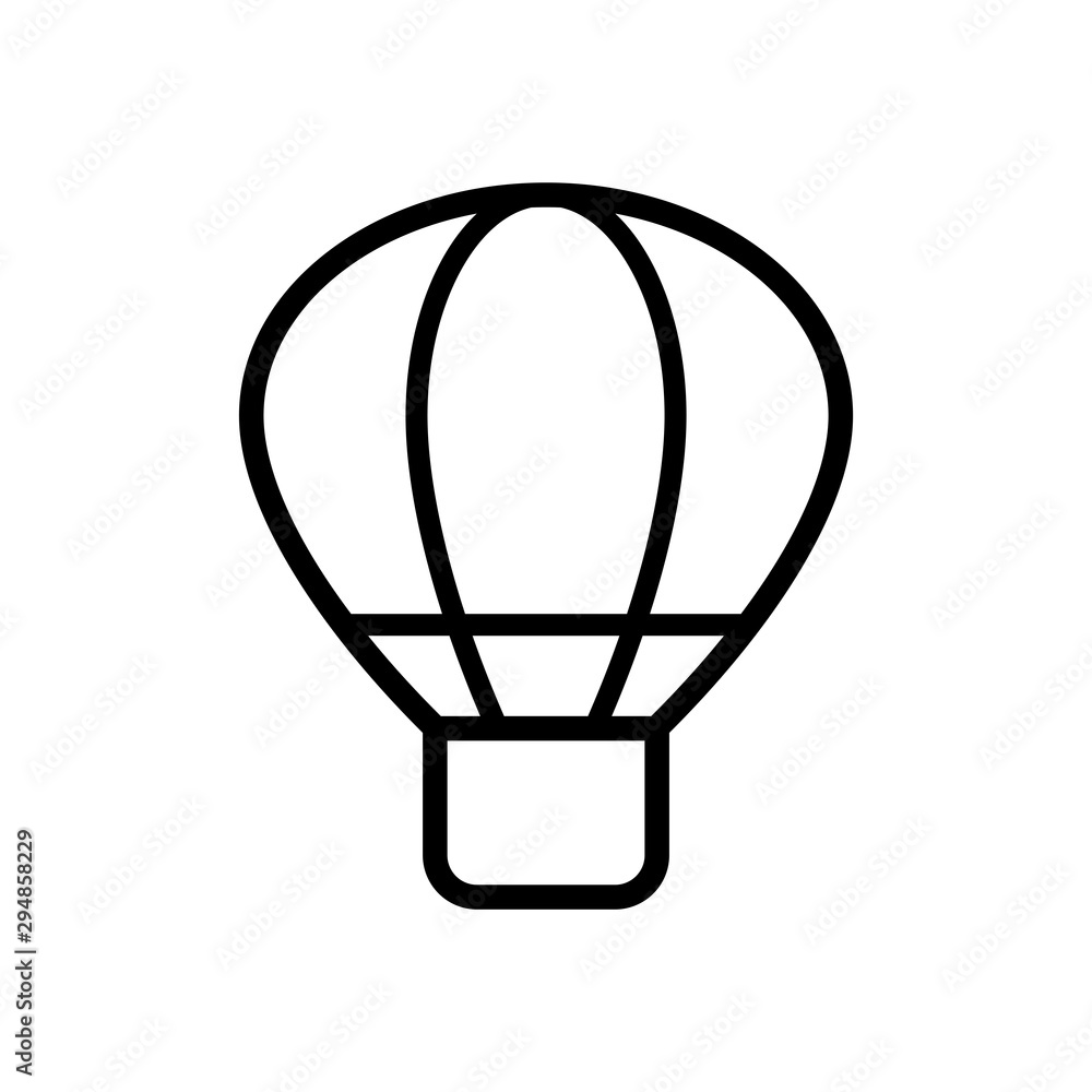 Obraz premium Silhouette of hot Air balloon. Air transport for travel. Isolated on white background