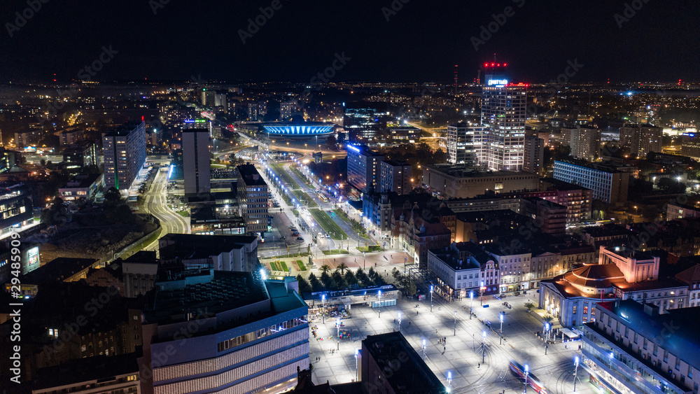 Katowice - evening panorama of the city