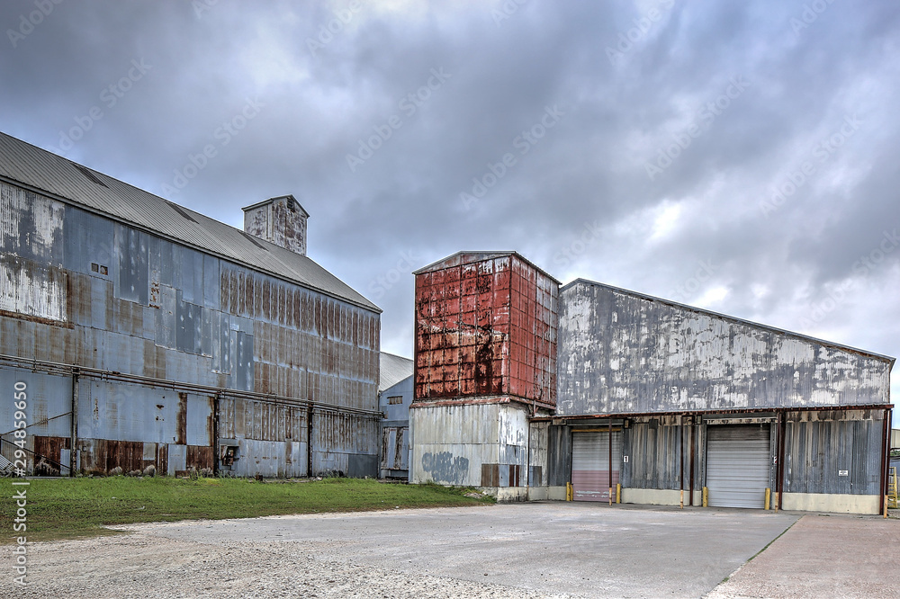 Abandoned industrial buildings in Alvin, Texas.