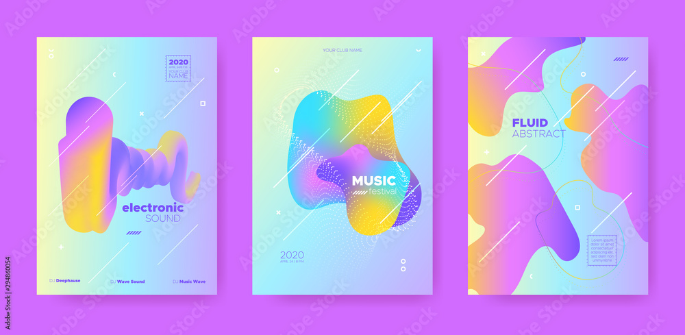 Trance Music Poster. Wave Gradient Blend. Disco 