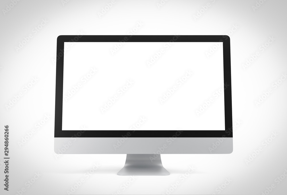 Computer with blank screen isolated on white background, 3d rendering Computer with blank screen isolated on white background, 3d rendering