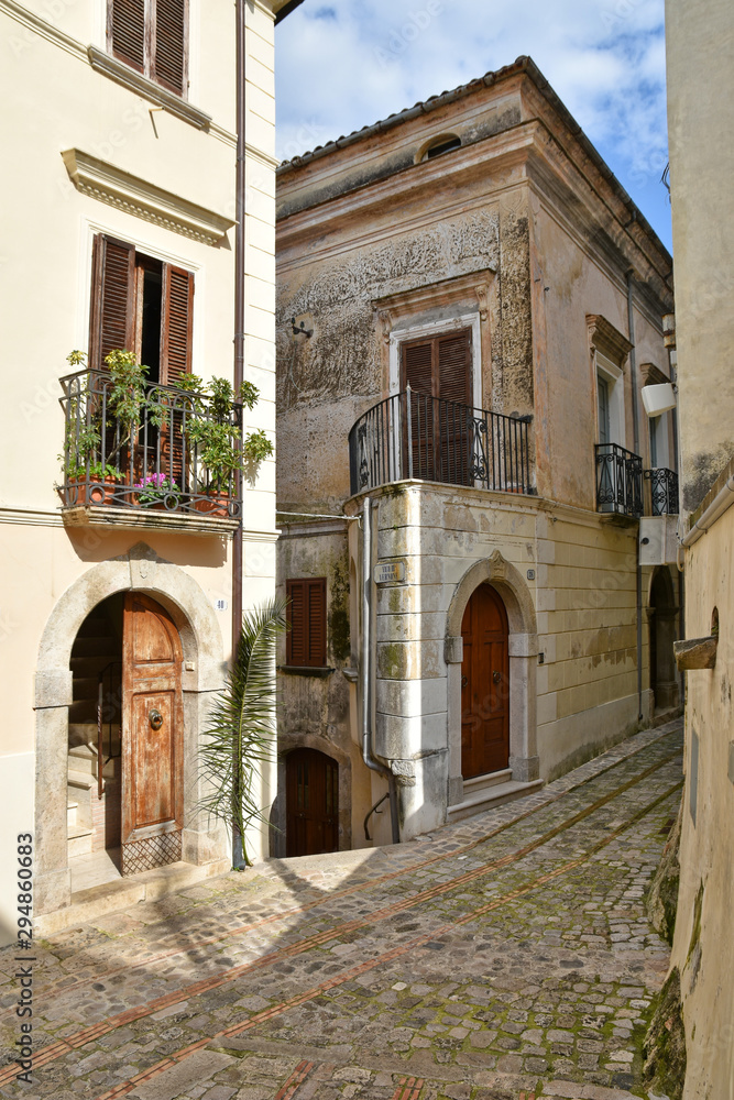 Monte San Biagio, Italy, 03/24/2018. A street among the old houses of a village in the Lazio region.