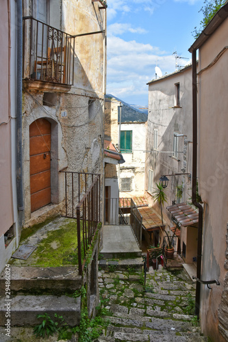 Monte San Biagio, Italy, 03/24/2018. A street among the old houses of a village in the Lazio region.