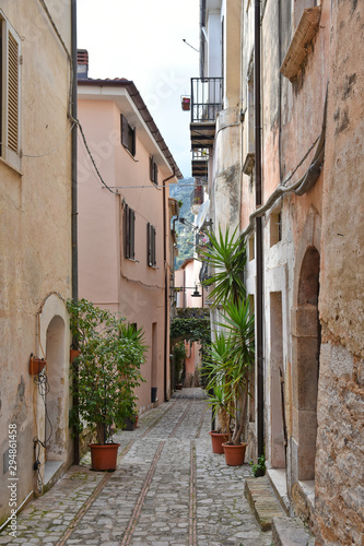 Monte San Biagio  Italy  03 24 2018. A street among the old houses of a village in the Lazio region.