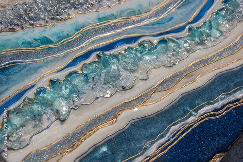 blue resin geode abstract art