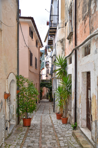 Fototapeta Naklejka Na Ścianę i Meble -  Monte San Biagio, Italy, 03/24/2018. A street among the old houses of a village in the Lazio region.