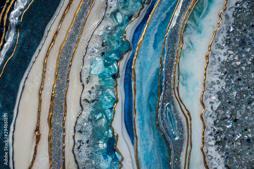 blue resin geode abstract art