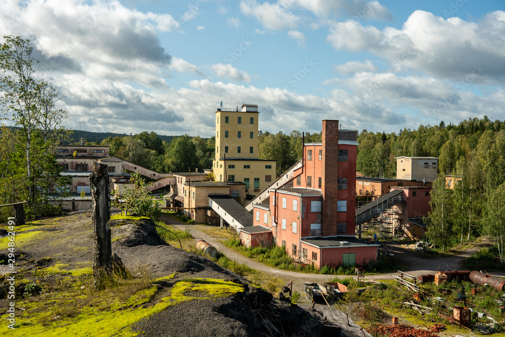 Closed down but colorful mining area on the Swedish countryside