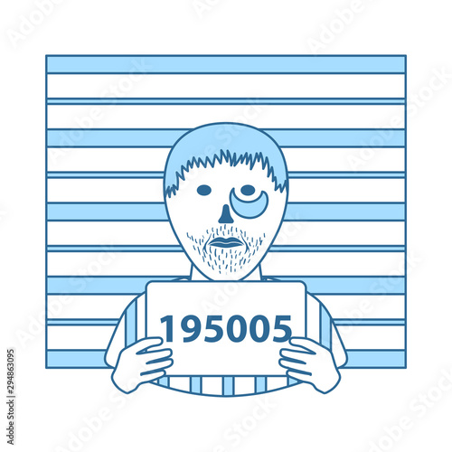 Prisoner In Front Of Wall With Scale Icon