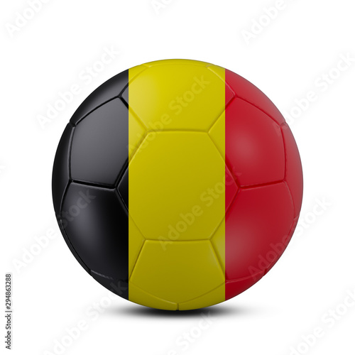 Soccer ball with flag of Belgium isolated with clipping path on white background  3d rendering