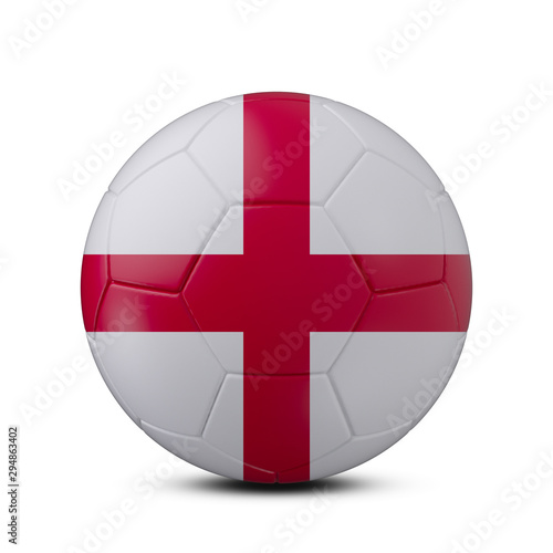 Soccer ball with flag of England isolated with clipping path on white background  3d rendering