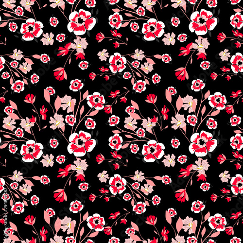 Wallpaper Mural Cute simple pattern with small scale flowers. Shabby chic style. Floral seamless background for textile or book covers, manufacturing, wallpapers, print, gift wrap and scrapbooking. Torontodigital.ca