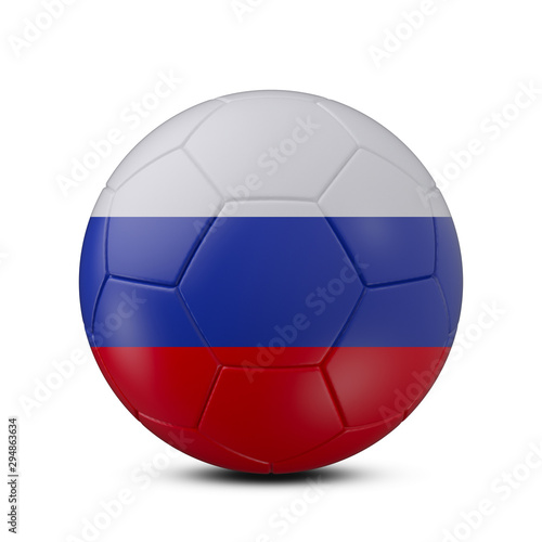 Soccer ball with flag of Russia isolated with clipping path on white background  3d rendering