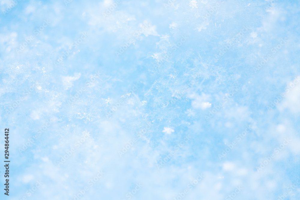 Winter christmas background. Snowflakes in the soft white snow. Winter background.