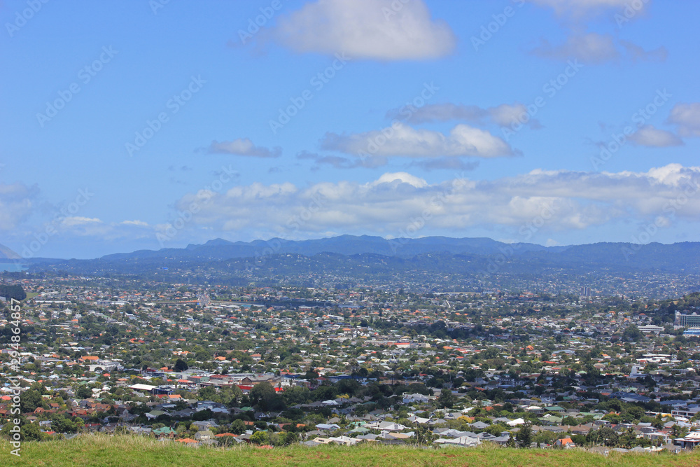 Panorama from mount eden in new zealand