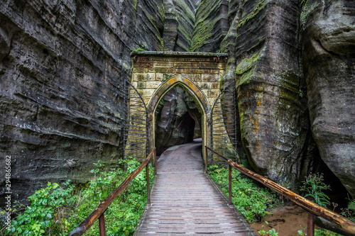 Gothic gate in Adrspach-Teplice Rocks (nature reserve in Broumov Highlands region of Czech Republic) photo