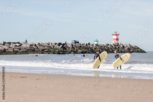 Quadro em tela Nordsee Meer Möven und Lichtturm am Strand