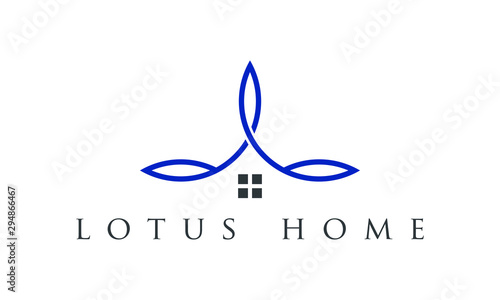 Lotus home logo design template vector icon, minimalist logo