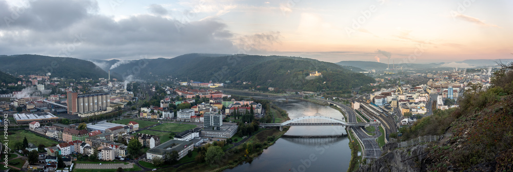 Obraz premium Panorama of Usti nad Labem - an industrial city in northern Bohemia