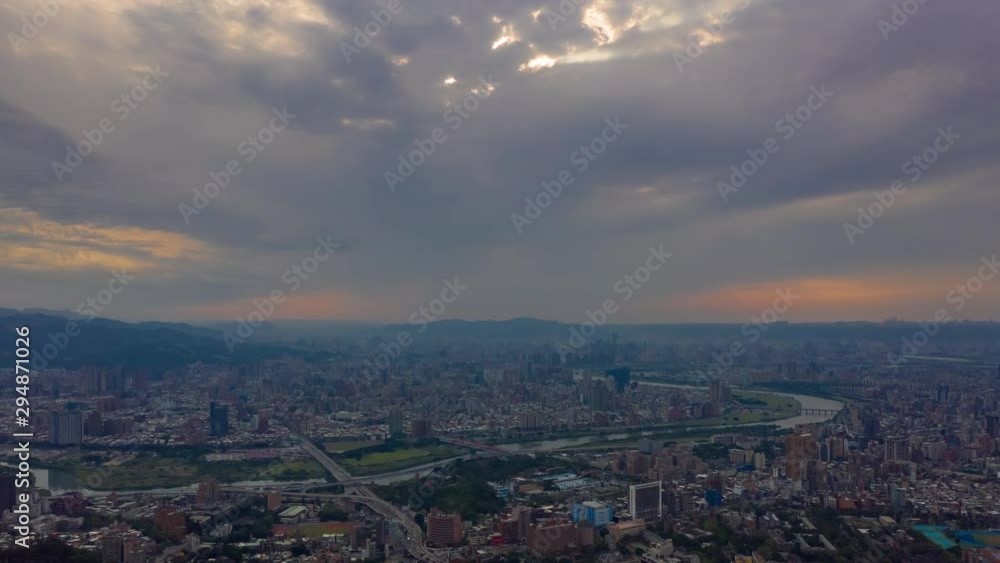 sunset sky taipei cityscape river district aerial panorama 4k timelapse taiwan sunset sky taipei cityscape river district aerial panorama 4k timelapse taiwan