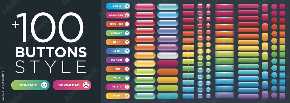 Set of vector style buttons Set of vector style buttons