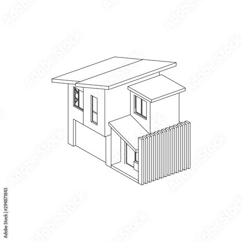 Asimetric Modern Architectural isolated house photo