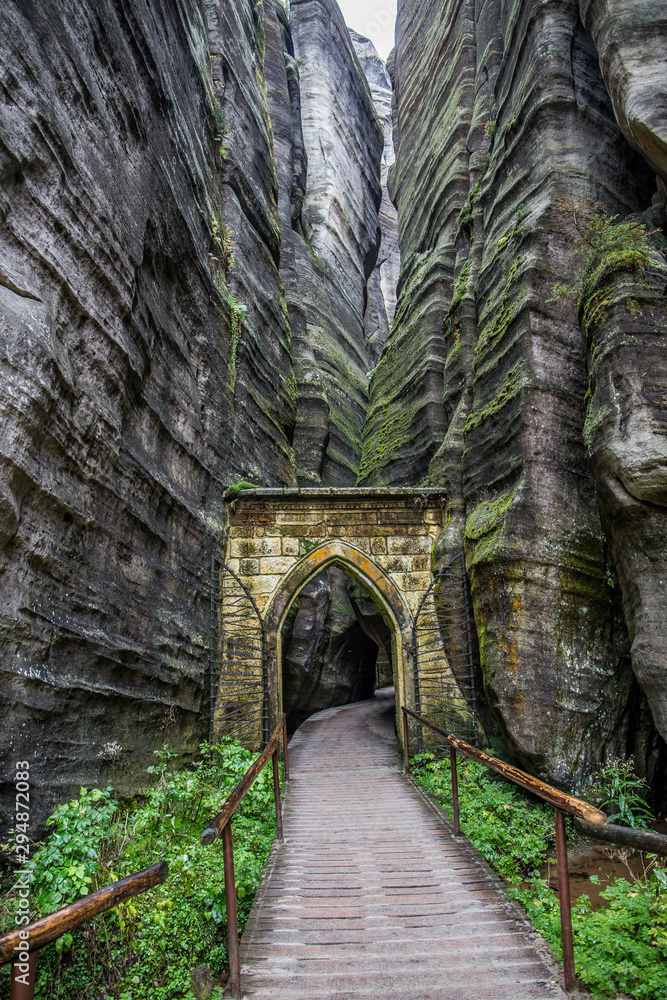 Gothic gate in Adrspach-Teplice Rocks (nature reserve in Broumov Highlands region of Czech Republic)