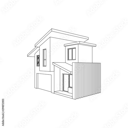 Asimetric Modern Architectural isolated house photo