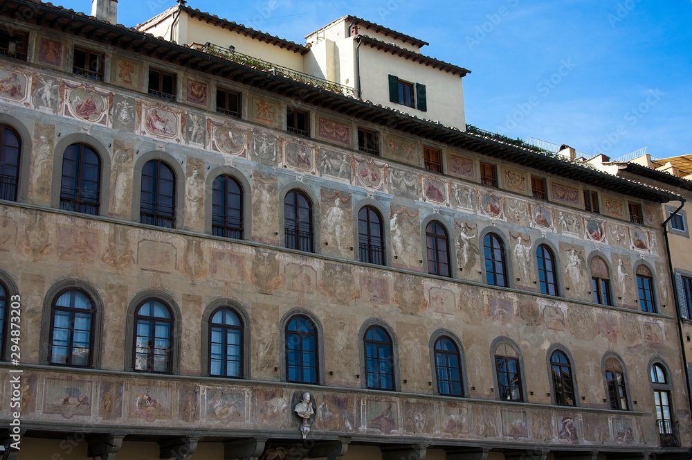 Ancient Florentine Building with Frescoes