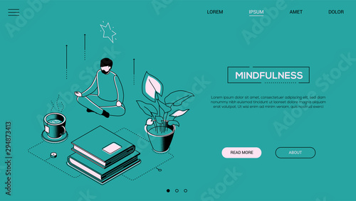 Mindfulness - line design style isometric web banner