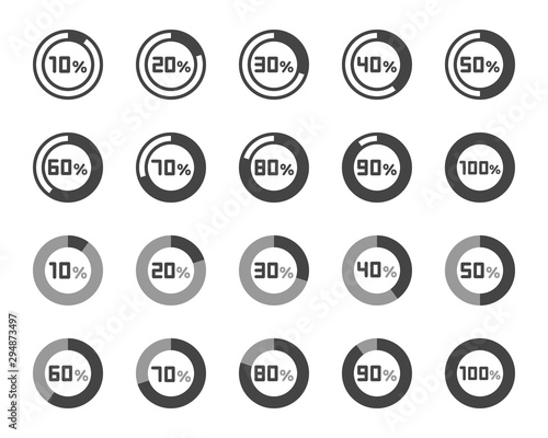 pie donut chart with percentage icon set,vector and illustration