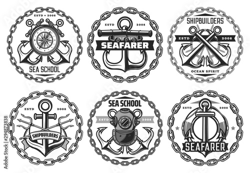 Maritime, navy, fleet and nautical icons
