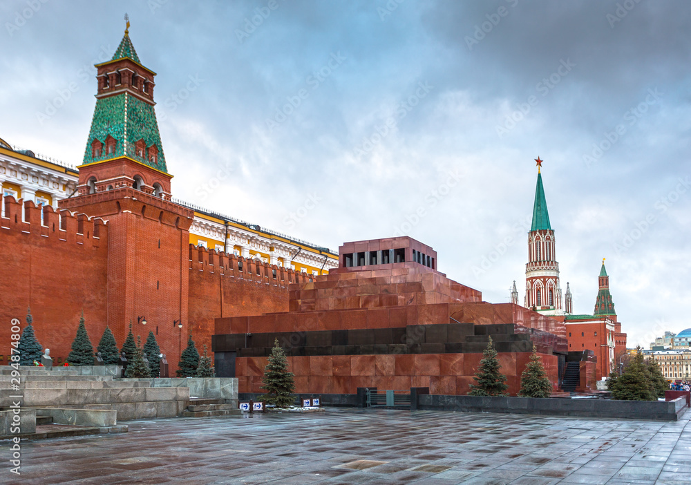 Lenin's Mausoleum on Red square and Kremlin wall