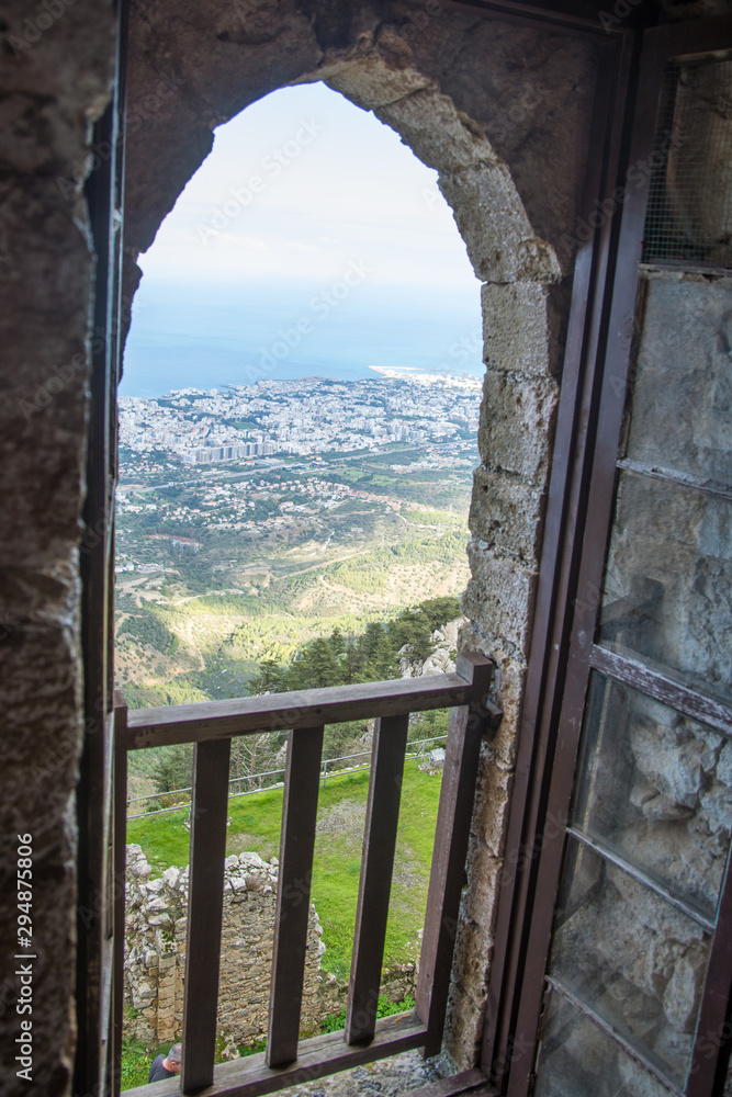 Saint Hilarion Castle with view on Girne, Cyprus