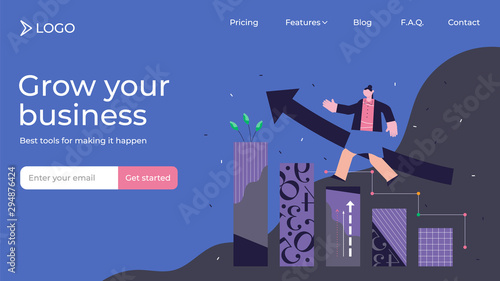 Growth modern abstract concept vector illustration landing page template design