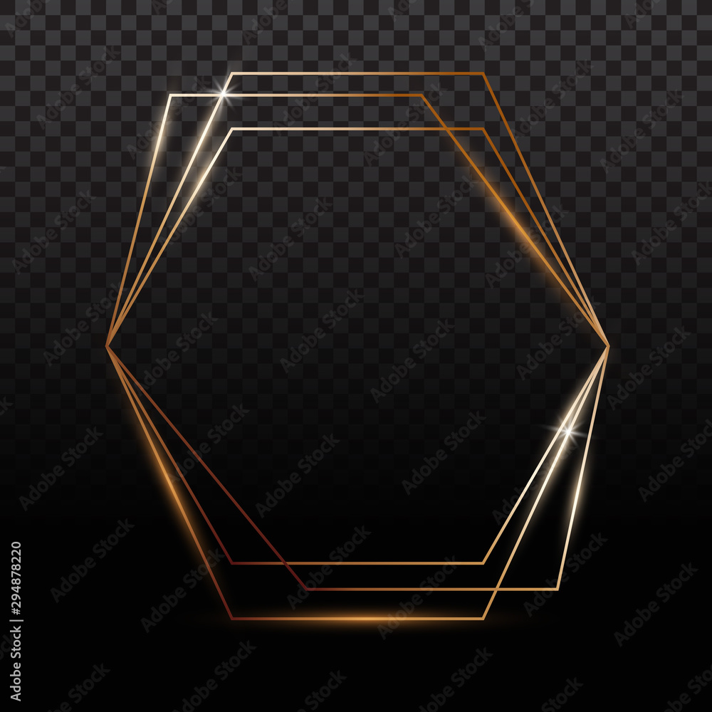 Golden frames. Gold geometrical polyhedron, art deco style for wedding invitation, luxury templates. Golden frames. Gold geometrical polyhedron, art deco style for wedding invitation, luxury templates.