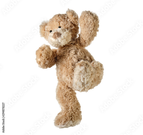 Funny teddy bear isolated on white background
