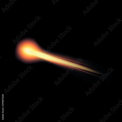 Ball of fire isolated on black background