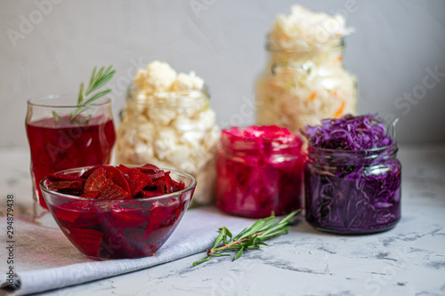 Sauerkraut, fermented, sour cabbage.  Sour beet.  Ideal for both diet and daily nutrition.  Vegetarians  can eat it.  Beneficial bacteria improve the functioning of the gastrointestinal tract 