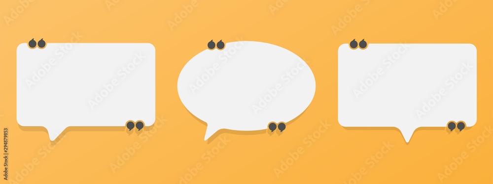 Set of speech bubble quote icons. Flat vector design - obrazy, fototapety, plakaty 