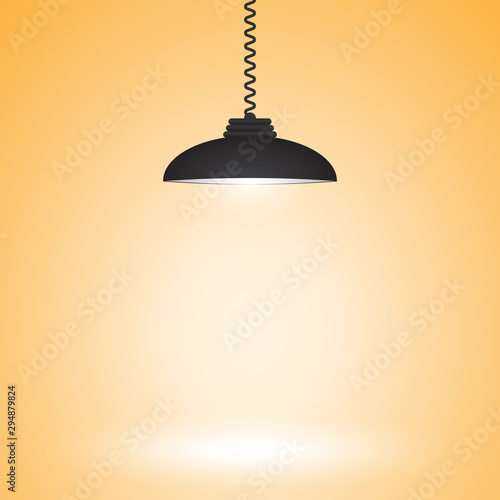 Ceiling lamp light bulb shine. Bright Business background for your text. Vector interior sign.