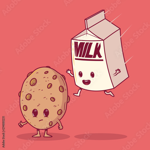 Cookie and Milk vector illustration. Food, healthy, breakfast design concept